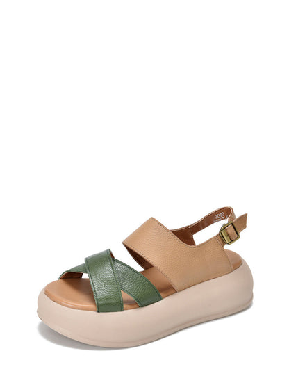 Sommer Colorblock-platformsandal i læder til kvinder