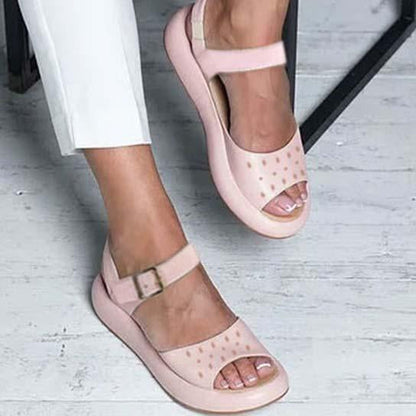 Ortopædiske flade sandaler med peep-toe