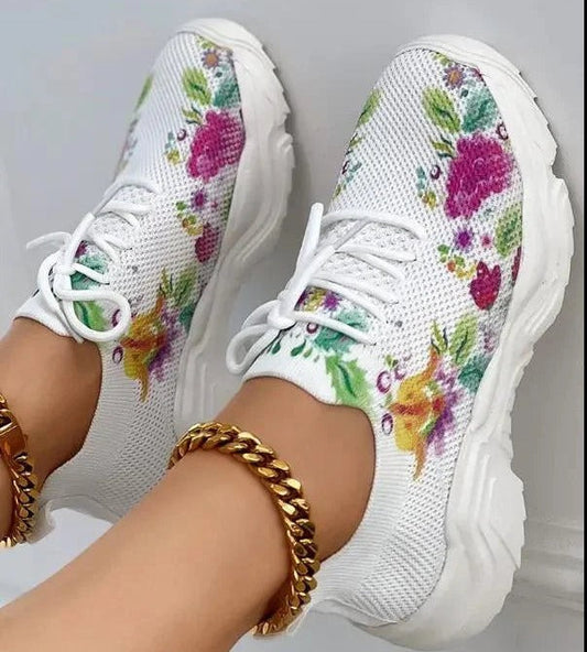 Ortopædiske blomstrede sneakers