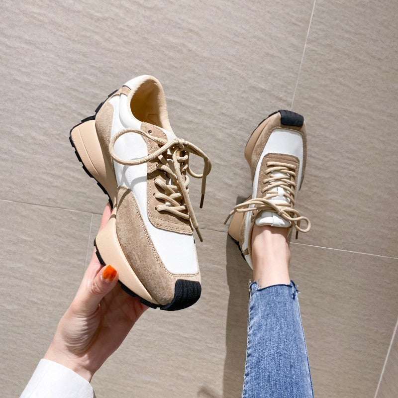 Chunky Sneakers Kvinder Ægte Læder Platform Sko