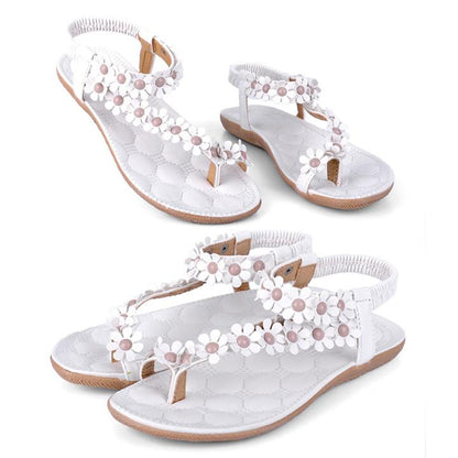 Flade blomstrede Roma Flip Flops Boho Sandaler til kvinder