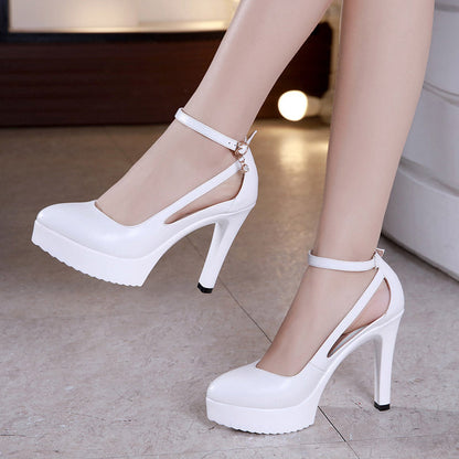 Kvinder Round Toe Casual Ankle Strap Buckle Pumps Shoes Block Heel