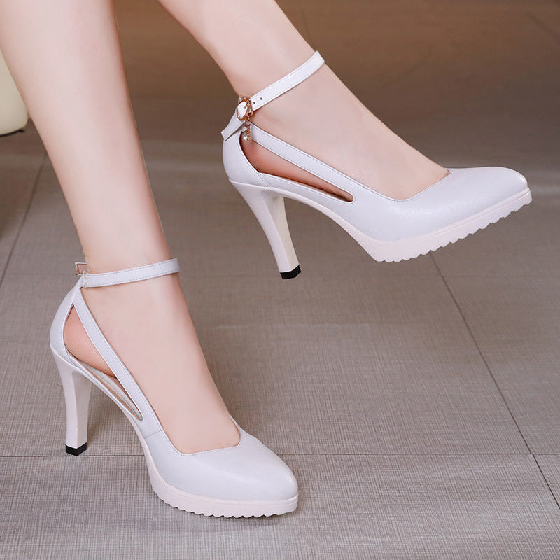 Kvinder Round Toe Casual Ankle Strap Buckle Pumps Shoes Block Heel