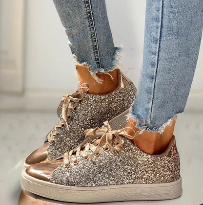 Glitter casual sneakers til kvinder