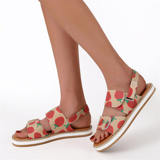 Verano Mujeres Frutas Multi Color Cuñas Sandalia