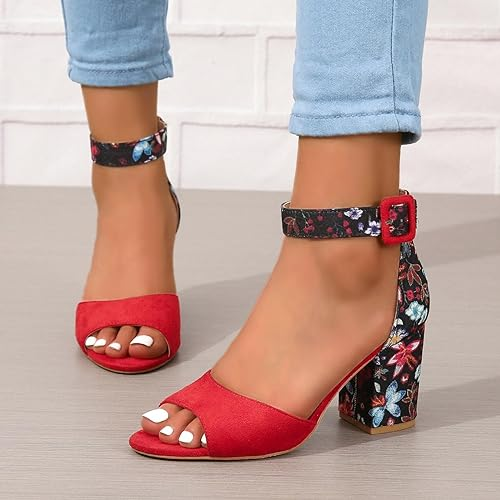 Peep Toe-sandaler med blomsterprint til kvinder