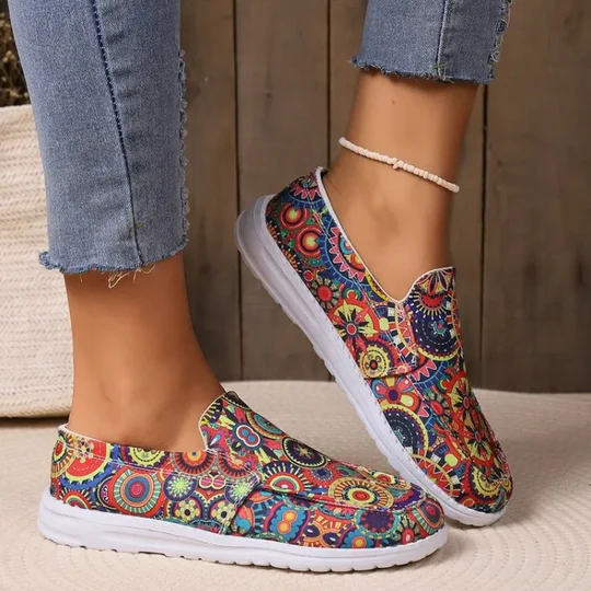 Zapatillas de lona con estampado floral para mujer