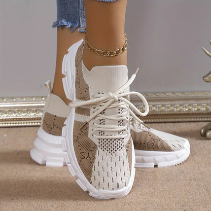 Letter Pattern Lace-up Fashion Chunky Sneakers til kvinder