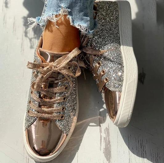 Glitter casual sneakers til kvinder