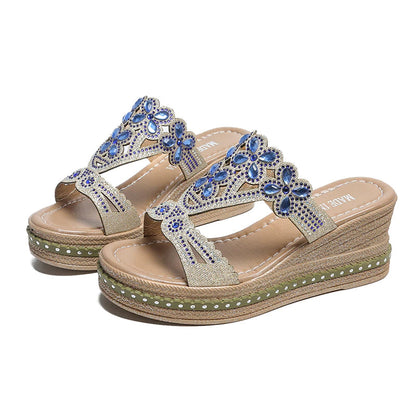 Fashion Ladies Boho Summer Crystal Slipper