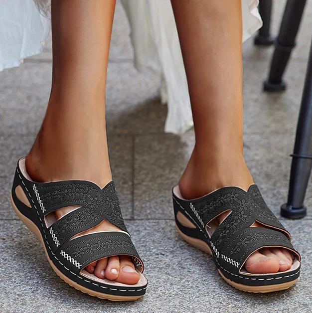 Retro hul blomst åben tå skridsikker sandal