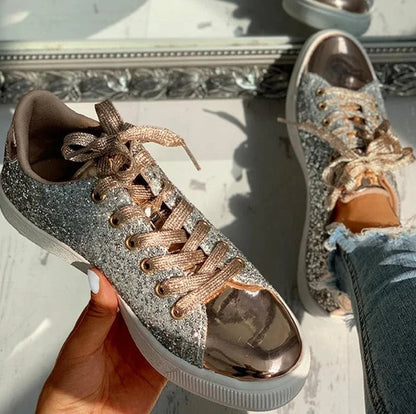 Glitter casual sneakers til kvinder