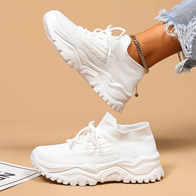 Sporty chunky sneakers i stof