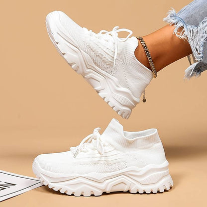 Sporty chunky sneakers i stof