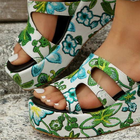 Peep Toe-sandaler med blomsterudskæring