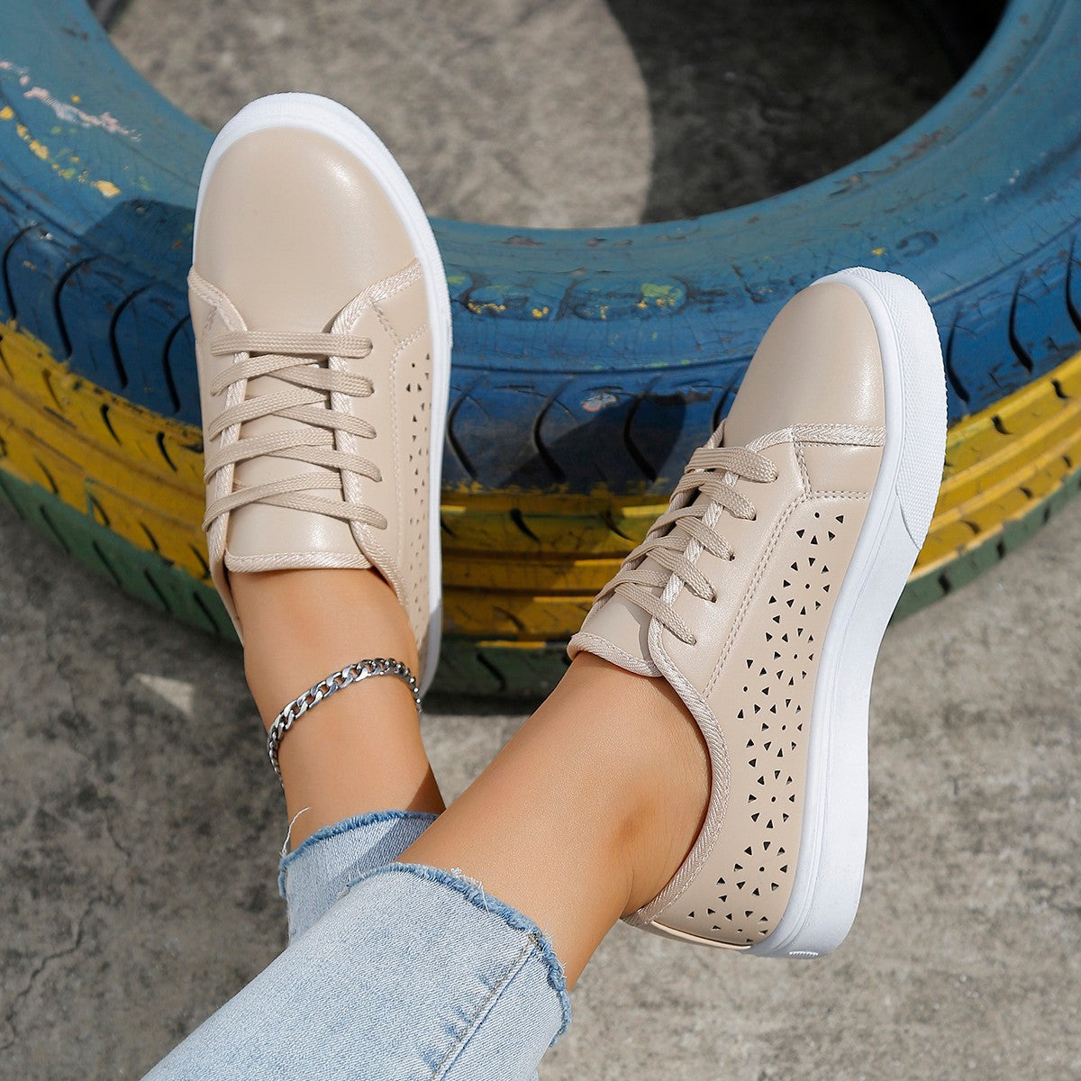 Dame Casual Flats Low Top Sneakers til kvinder