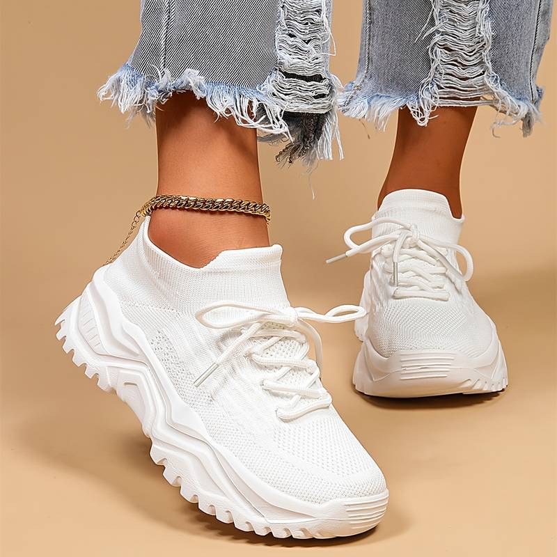 Sporty chunky sneakers i stof