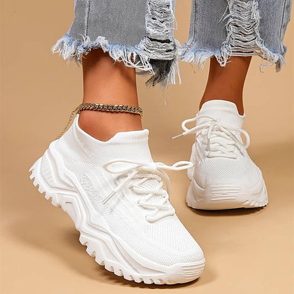 Sporty chunky sneakers i stof