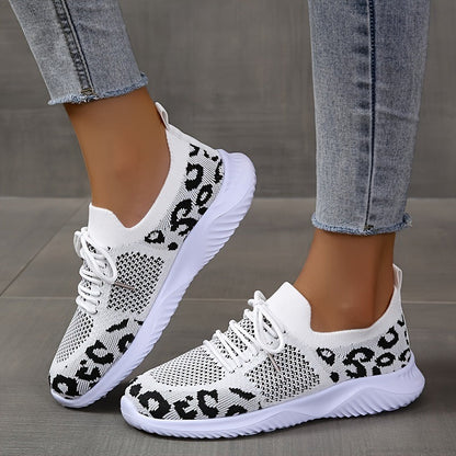 Sneakers i mesh med leopardprint til kvinder