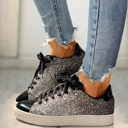 Glitter casual sneakers til kvinder