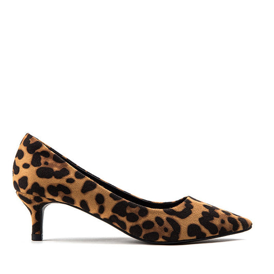 Ruskind Sexet leopard damesko med kitten heels