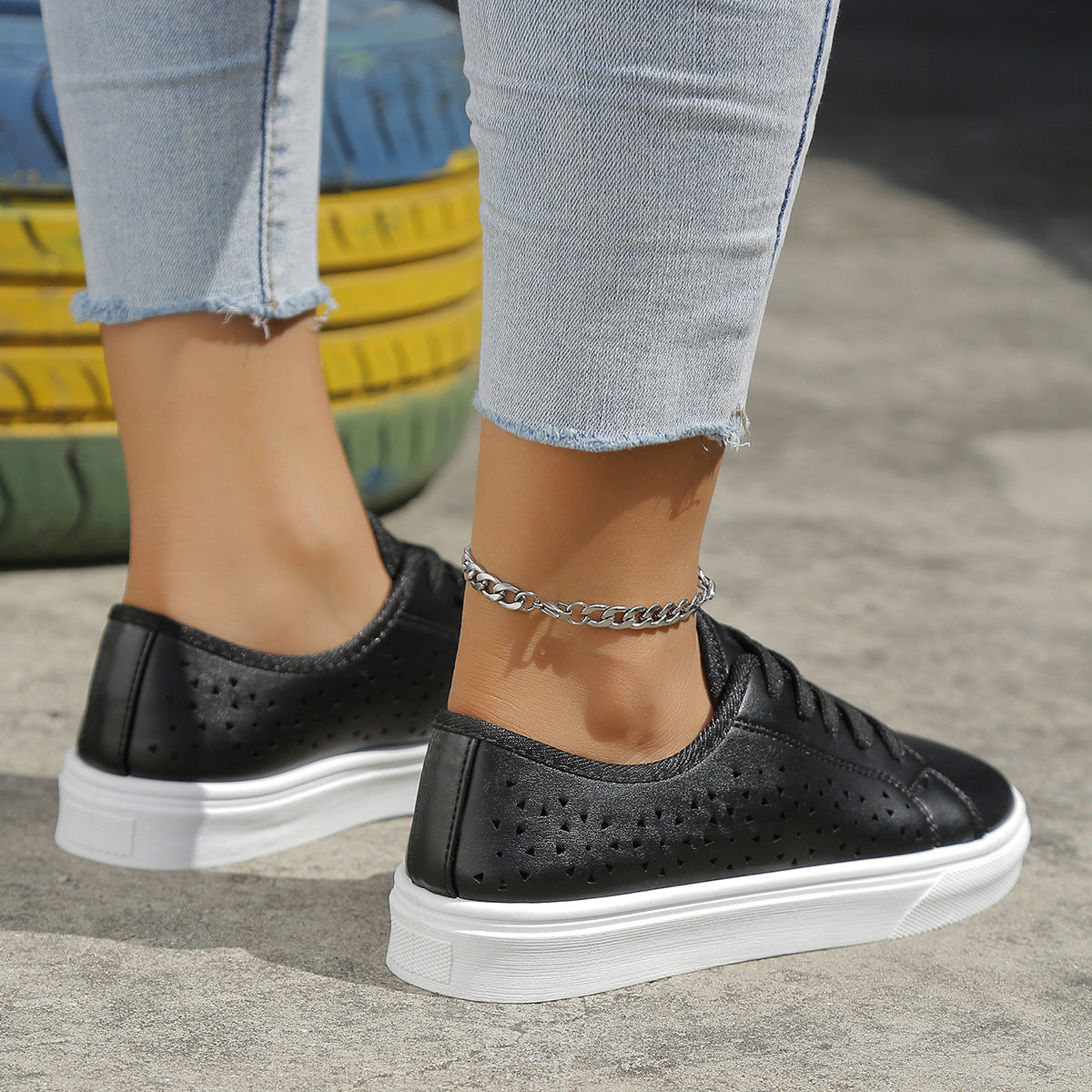 Dame Casual Flats Low Top Sneakers til kvinder