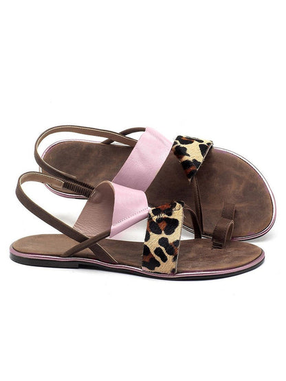 Retro leopard flip flop-sandaler i blokfarve