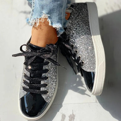 Glitter casual sneakers til kvinder