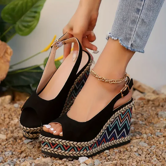 Zapatos de cuña con hebilla para mujer