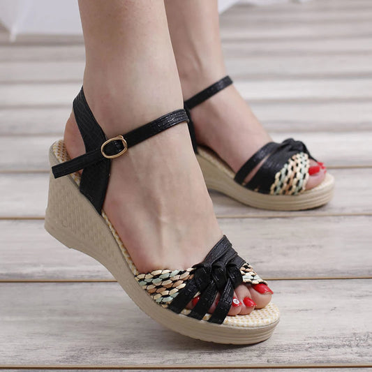 Toe Buckle Ankle Strap Platform Wedge Sandal