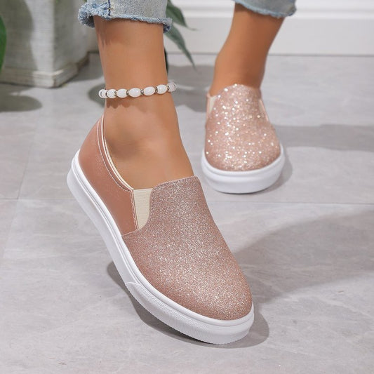 Trainers & Sneakers  | Round Toe Flat Shoes With Sequined Loafers Walking Shoes Women | [option1] |  [option2]| thecurvestory.myshopify.com