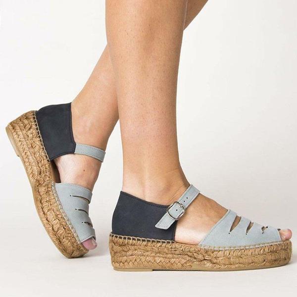 Boho espadrille kilehælssandaler