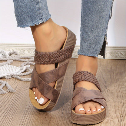 Flettet detalje Criss Cross Platform Slippers