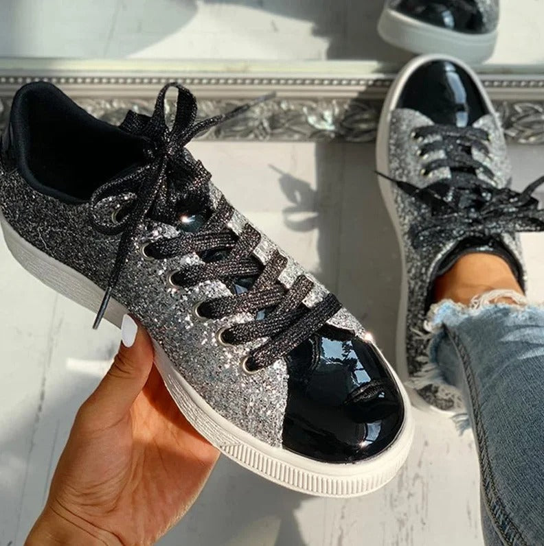 Glitter casual sneakers til kvinder