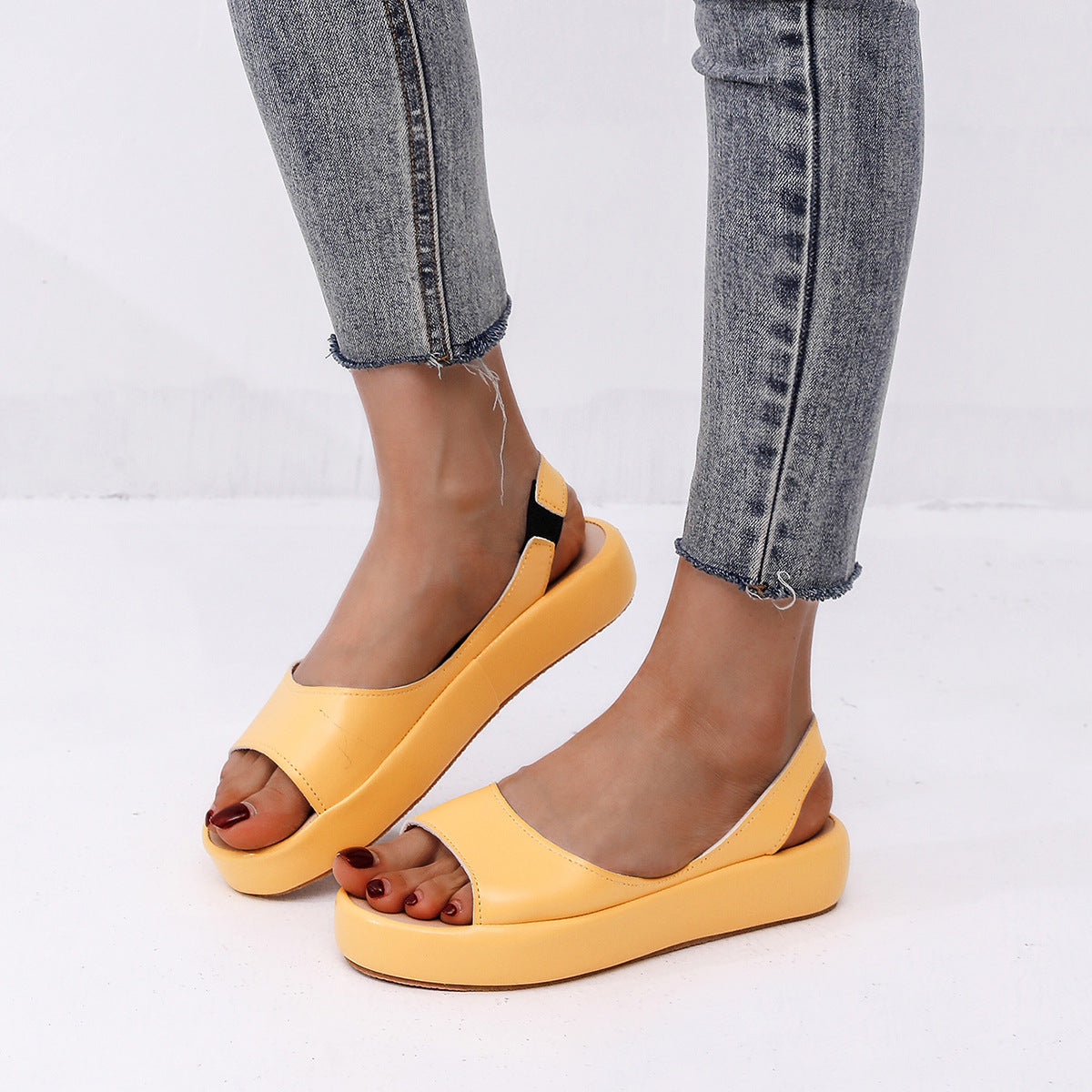 Peep Toe Strandsko Slip On