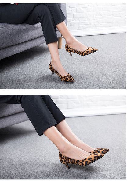 Ruskind Sexet leopard damesko med kitten heels