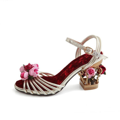 Sandaler Peep Toe Strappy Shoes Birdcage High Heels