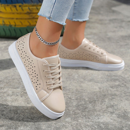 sneakers  | Cutout Flat Shoes Lace-up Hollow Out Walking Shoes For Women Loafers | White |  36.| thecurvestory.myshopify.com