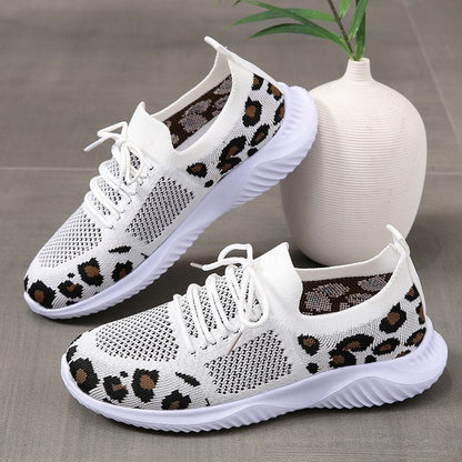 Sneakers i mesh med leopardprint til kvinder