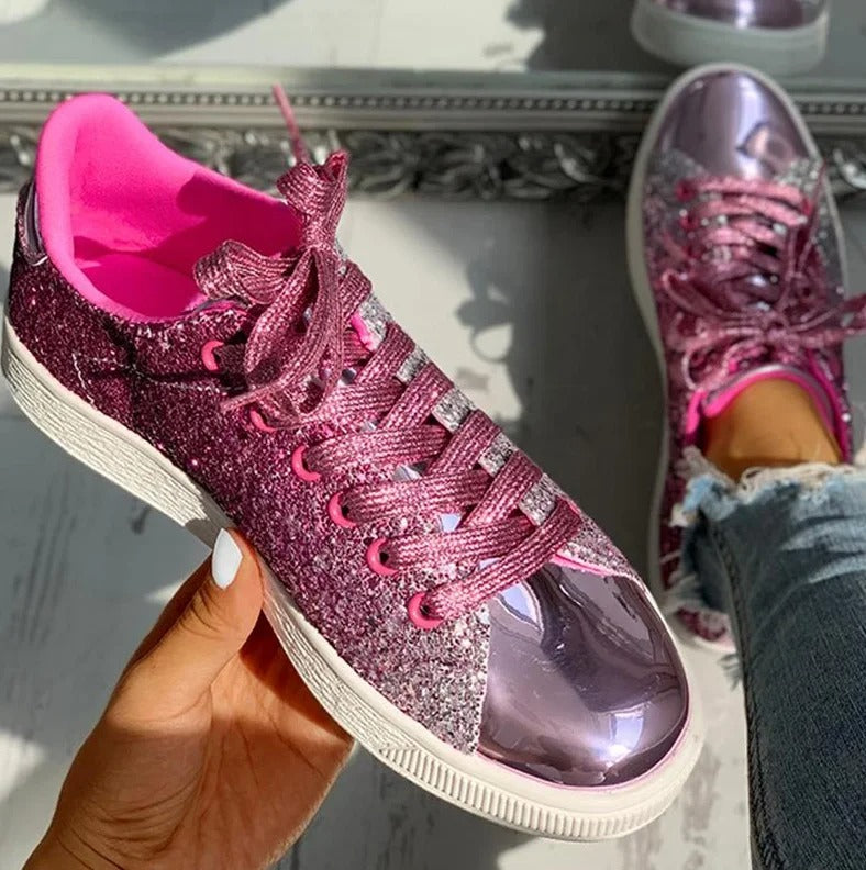 Glitter casual sneakers til kvinder