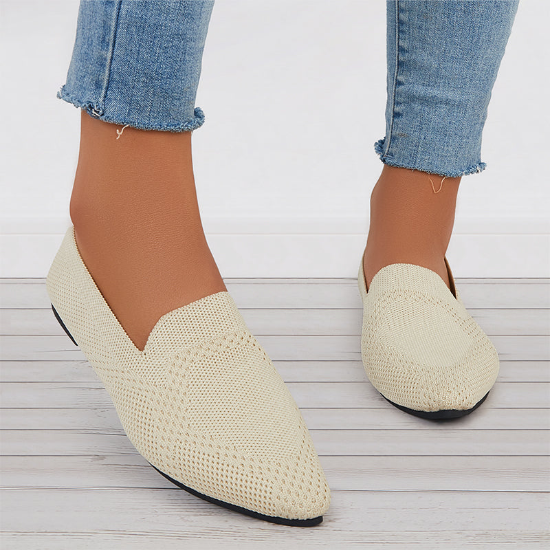 Minimalistiske flade loafers med firkantet tå til kvinder, elegante beige flade sko