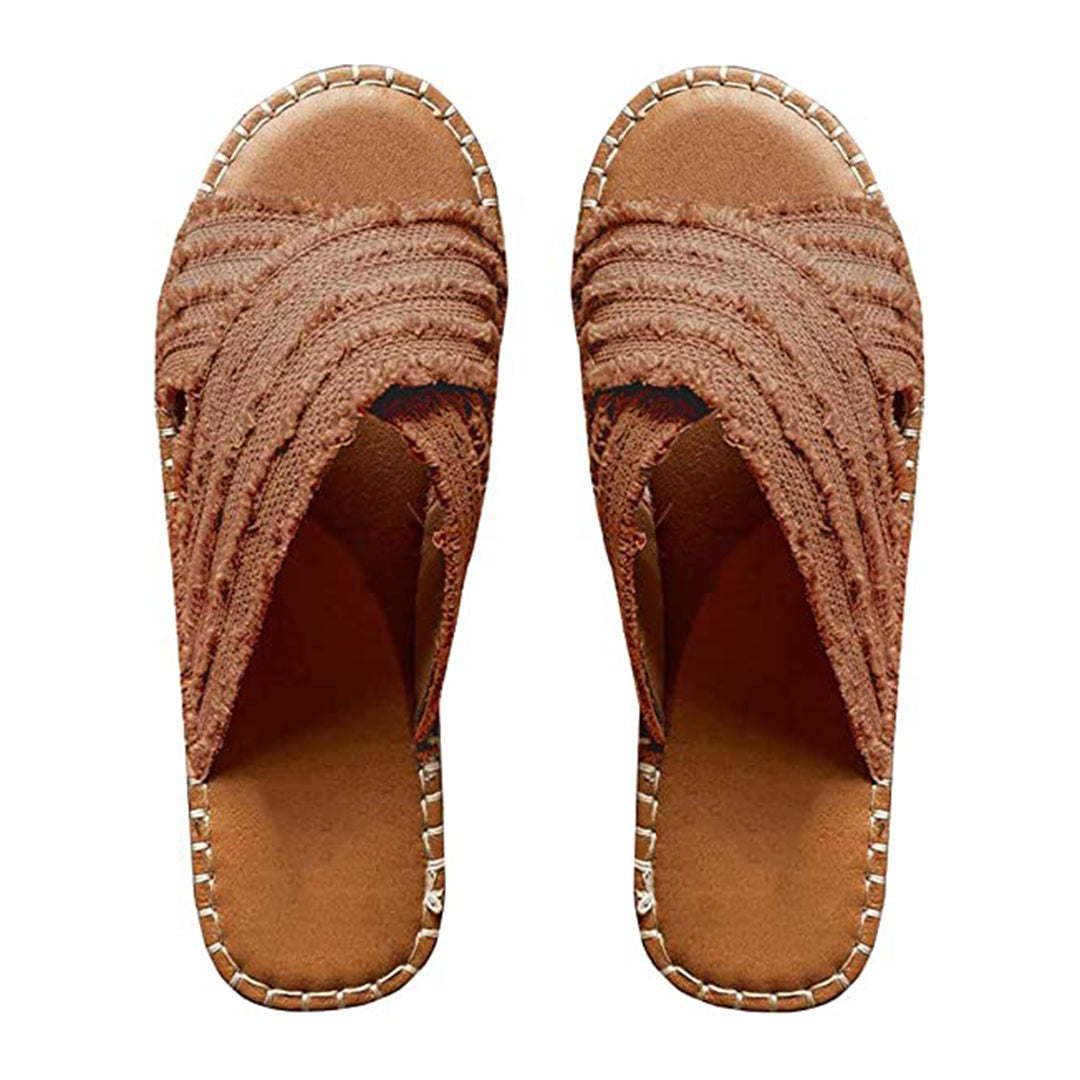 Fladbundede Straw Cross Fisherman Shoes Bohemian Sandals