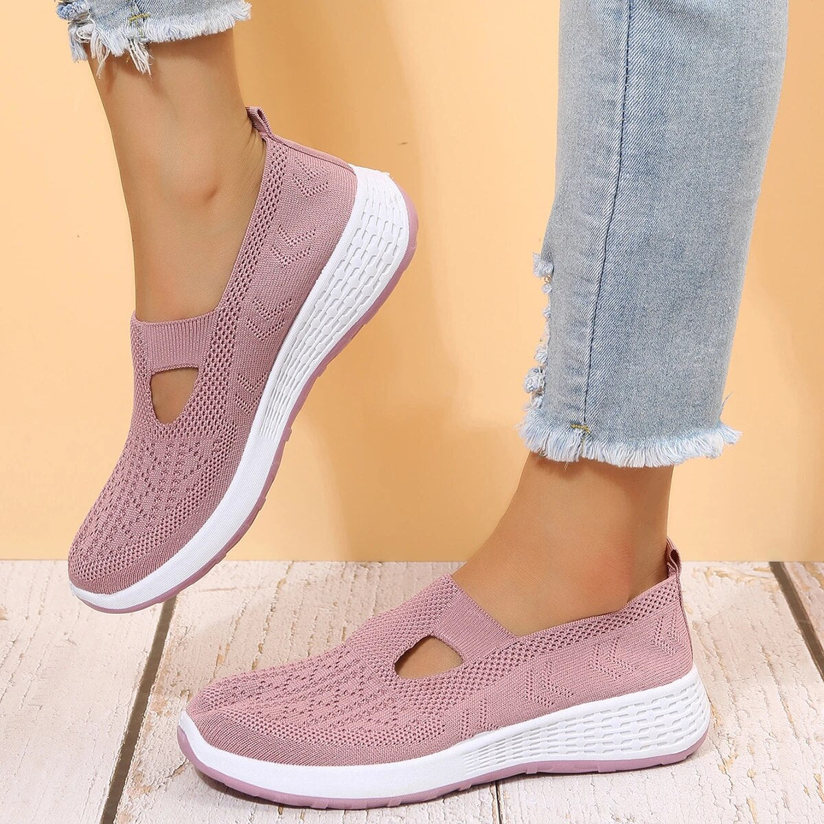 Skridsikre slip-on casual flade stofsko