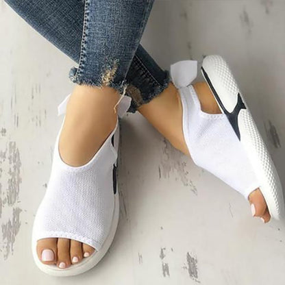 Mesh Peep Toe Chunky Sandaler Sort