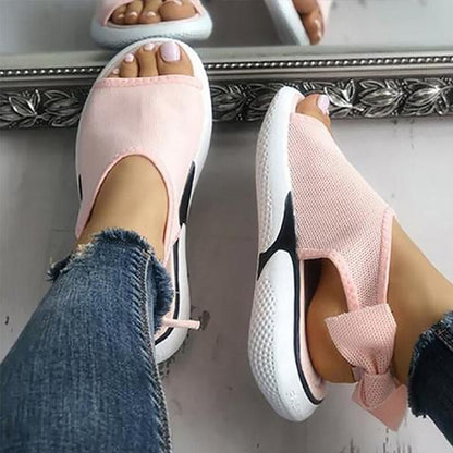 Mesh Peep Toe Chunky Sandaler Sort