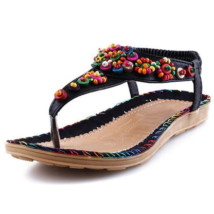 Beaded Tan Thongs Flip Flops Sandaler med perler