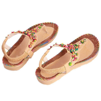 Beaded Tan Thongs Flip Flops Sandaler med perler