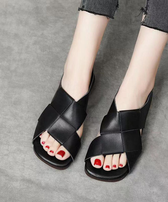 National Cow Leather Flat Slipper Sandals