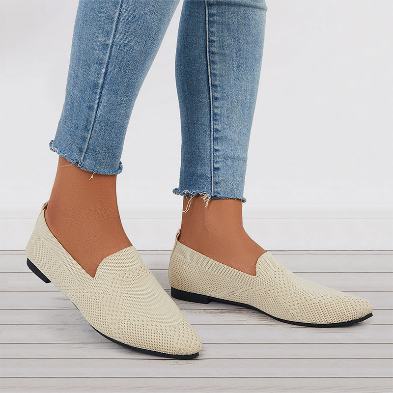 Minimalistiske flade loafers med firkantet tå til kvinder, elegante beige flade sko