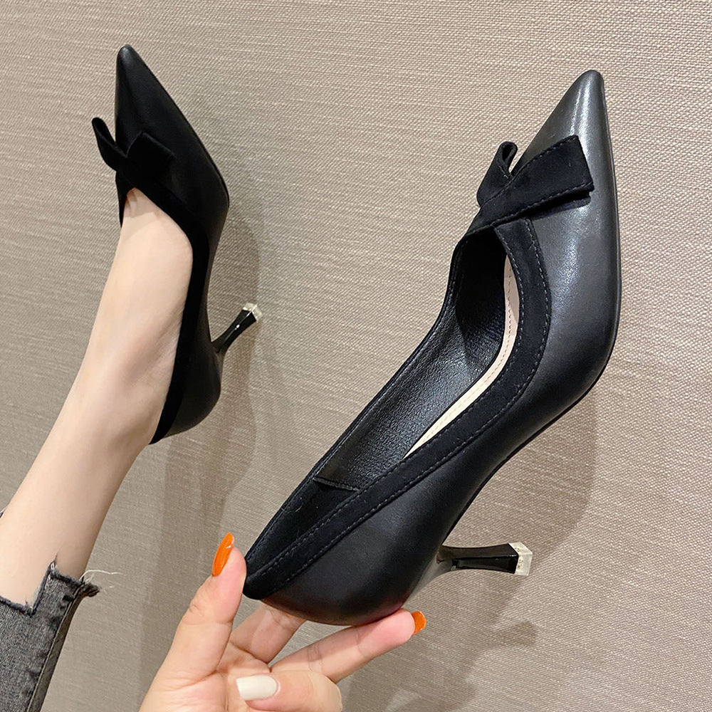 Elegant Mid Kitten Heel Women Pointy Toe Shoes Slip On Dress Date Shoes